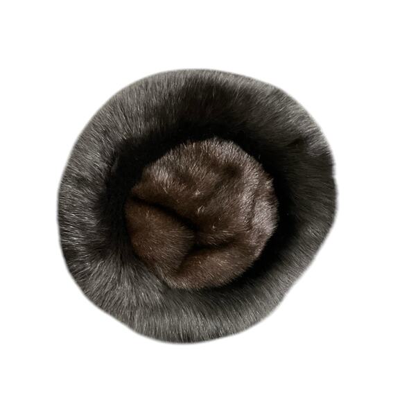 Vintage Dark Chocolate and Chocolate Brown Mink and Fox Fur Hat - Picture 4 of 5